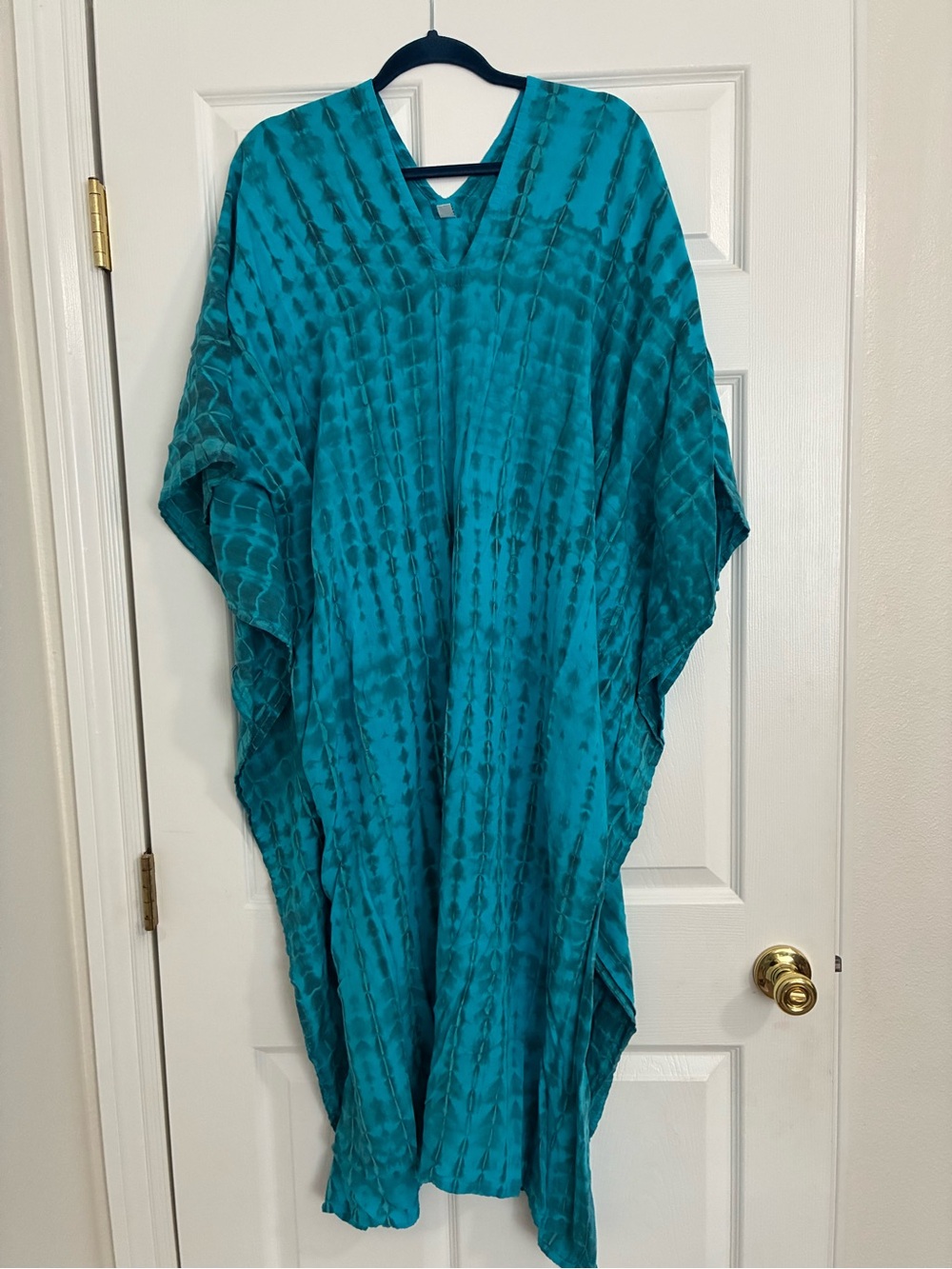 Teal Tie-Dye Kaftan Dress